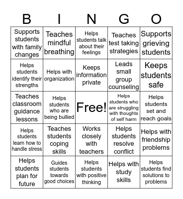 Your School Counselor... Bingo Card