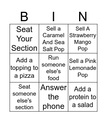 WeekDay Bingo Card