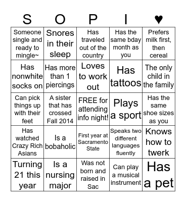 HUMAN SCAVENGER Bingo Card