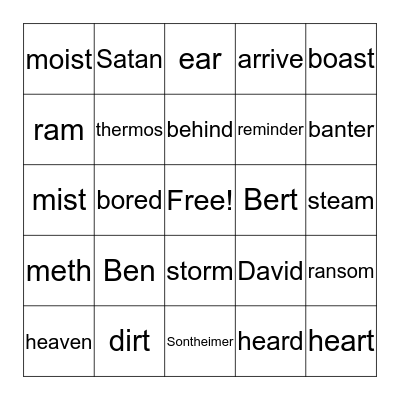 All in a Name (Cover All) Bingo Card