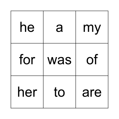 LLLL & heart words level 1-4 Bingo Card