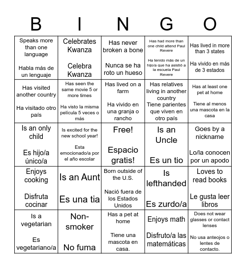 Parents as Partners Middle School Bingo Card