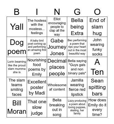 Enough Said Bingo Card