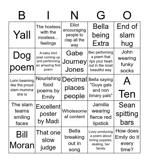 Enough Said Bingo Card