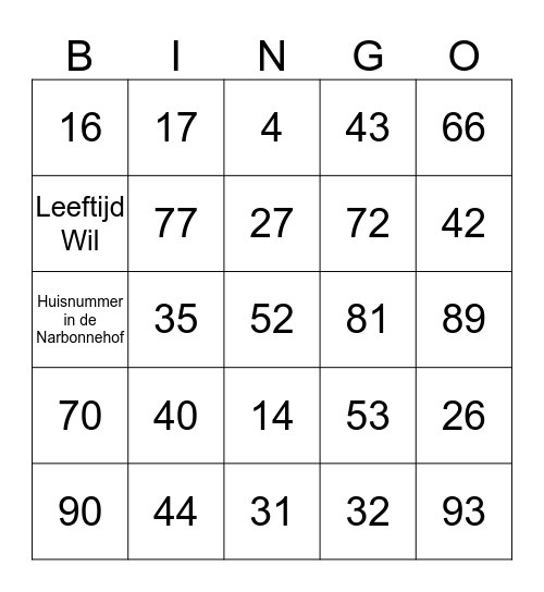Van Hees Gouden bruiloft bingo! Bingo Card