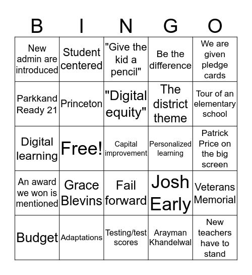 Opening 2018 Bingo Card