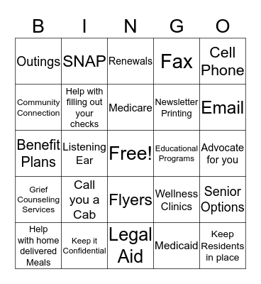 What your Service Coordinator can do for you Bingo Card
