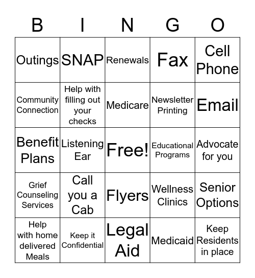 What your Service Coordinator can do for you Bingo Card