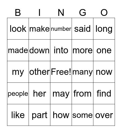 Lists;  A, B, C Bingo Card