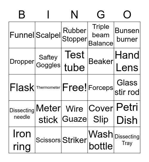 Science bingo Card