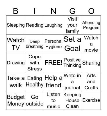 INDEPENDENT LIVING SKILLS BINGO Card