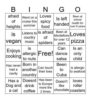 Welcome Back Bingo Ice - Breaker Bingo Card