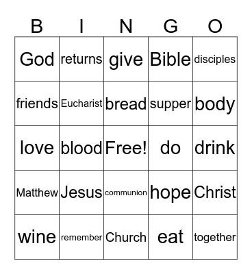 Communion Bingo Card