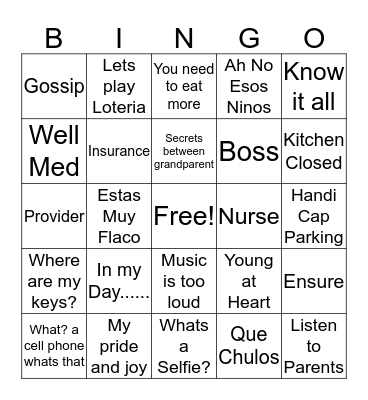 GRANPARENT BINGO Card