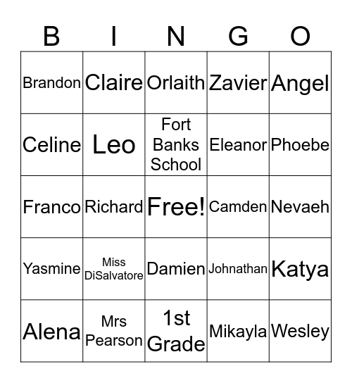 Name Bingo Card