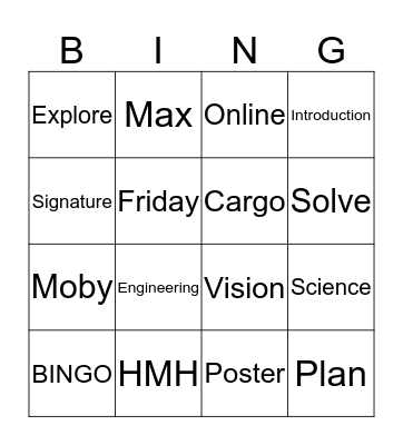 8/29 Bingo Card