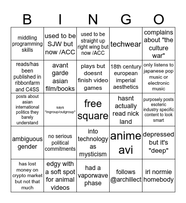dark contrarian bingo Card