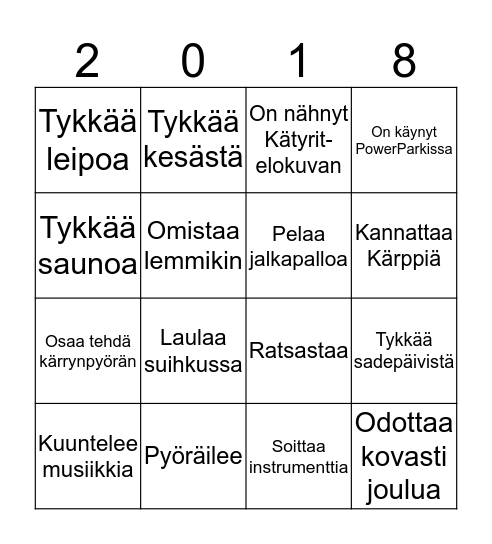 RYHMÄYTYSBINGO Card