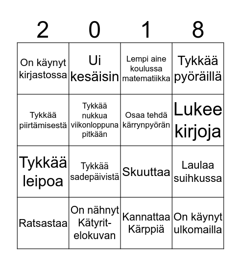 RYHMÄYTYSBINGO Card