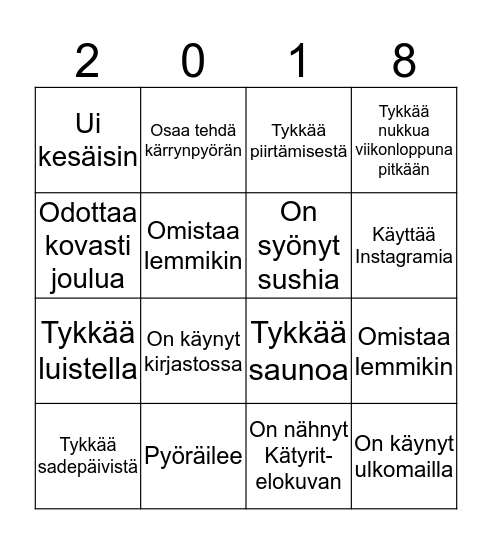 RYHMÄYTYSBINGO Card