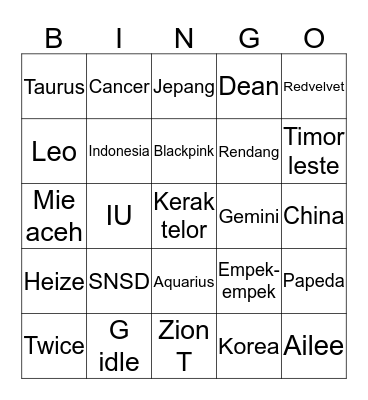 PUNYA ANITA  Bingo Card