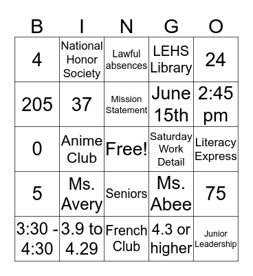 Handbook BINGO Card