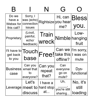 Buzzword Conference Call Bingo Card