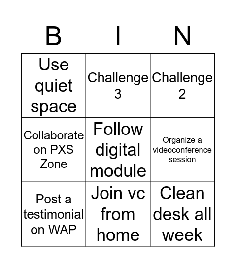 CWP Bingo Card