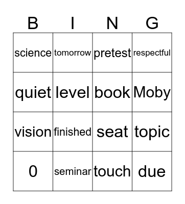 8/30 Bingo Card