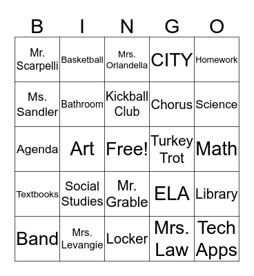 Welcome to WMS! Bingo Card