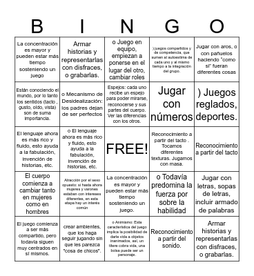 Psicología Evolutiva Bingo Card