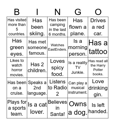 KPNS People Bingo Card