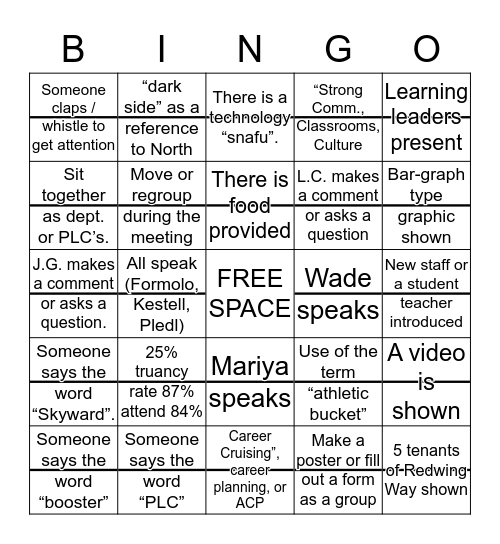 Meeting Bingo Card