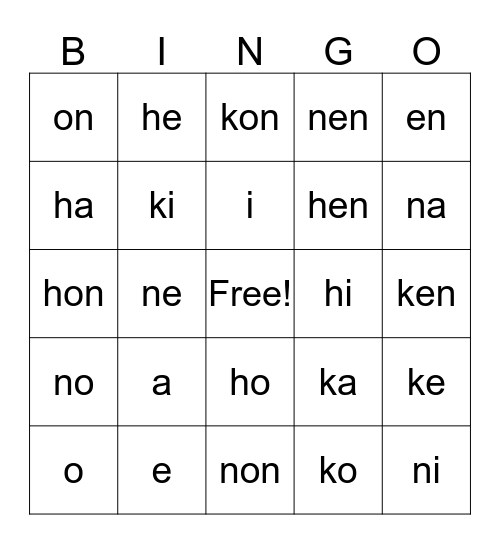 Tsi Nikawennò:tens Bingo Card