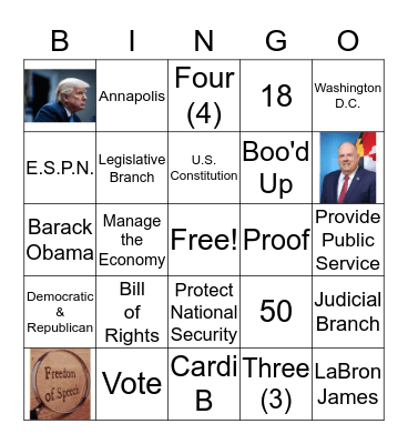 AMERICAN GOVERNMENT Bingo Card