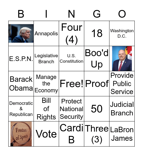 AMERICAN GOVERNMENT Bingo Card