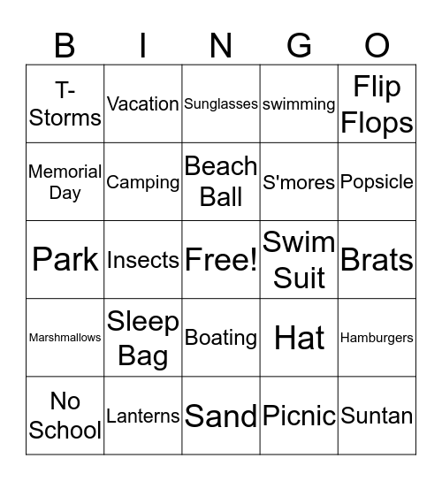 Summer Bingo Card