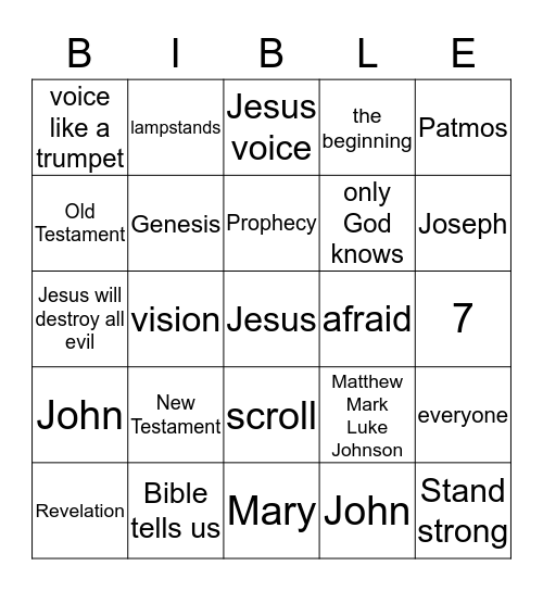 BIBLE Bingo Card