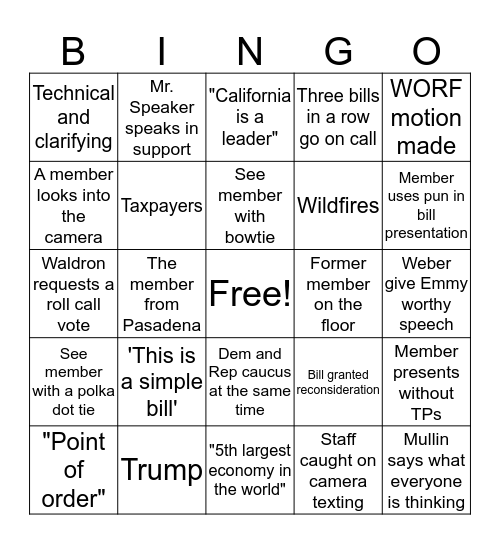 Floor Bingo Card