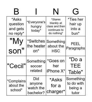 Bruneau Bingo Card