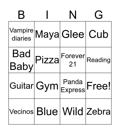 reading and writing Bingo Card