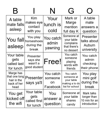 August Academy Bingo Card