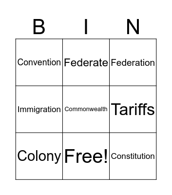 Federation Bingo Card