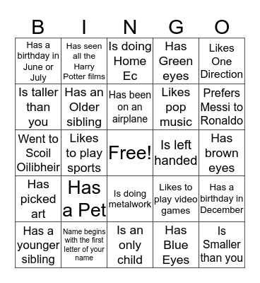 Human Bingo Card