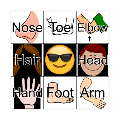 Body parts Bingo Card