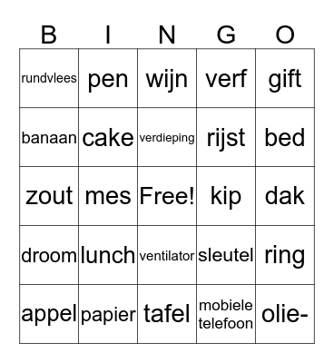 Home, food, beverages & electronics Bingo  Bingo Card