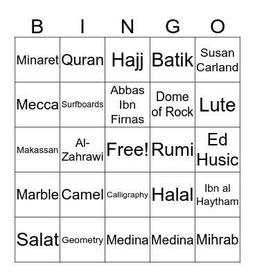 IMA Bingo Card