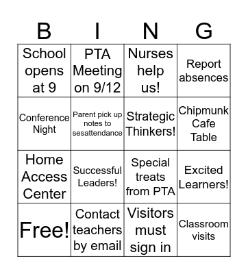 Welcome to Sandymount! Bingo Card