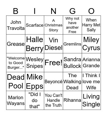 Entertainment Trivia Bingo Card