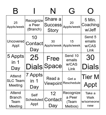 Campaign  Bingo Card